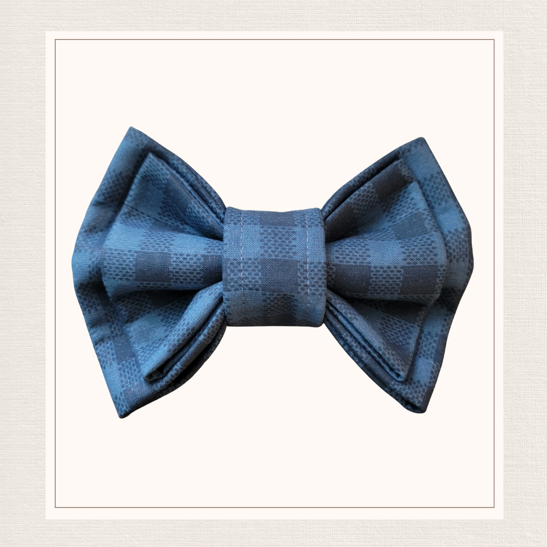 All Blue Plaid Bowtie